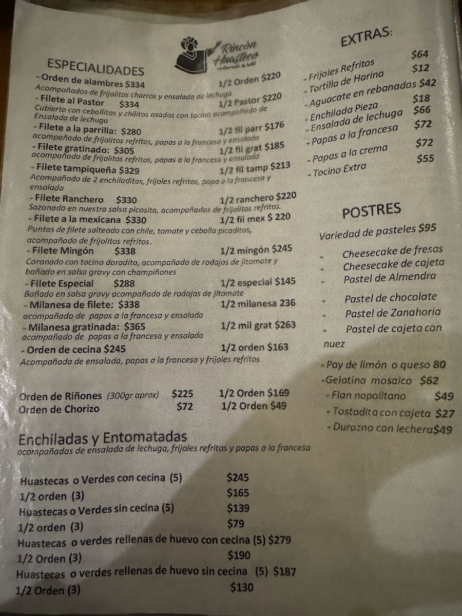 Rincón Huasteco Menu - Image 1